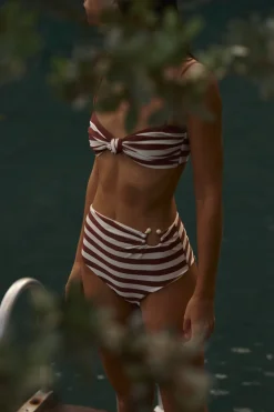 Clearance Barbasco Bikini Bottom In Ecru & Marsala Swimwear