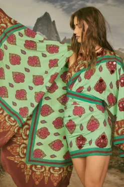 Online India Chintz Shawl In Green Shawls