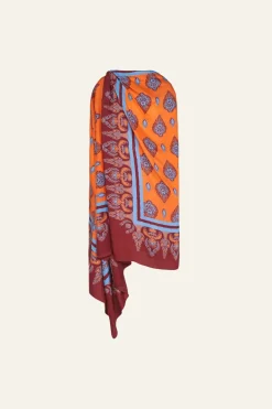 India Chintz Shawl In Orange Shawls