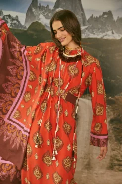 New India Chintz Shawl In Red Shawls
