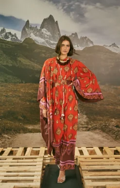 New India Chintz Shawl In Red Shawls