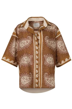 Clearance Paisley Situation Shirt In Brown Tops