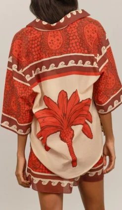 Clearance Paisley Situation Shirt In Red Tops