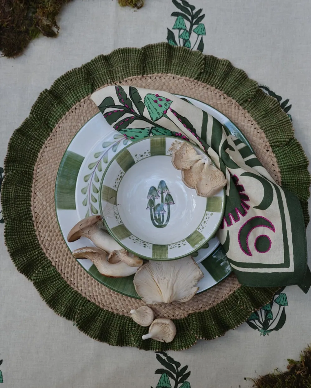 Outlet Secret Life Of Funghi Cloth Napkins In Green Set Of 4 Table Linens