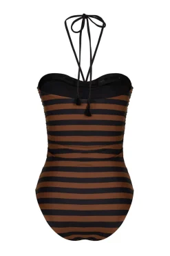 Outlet Ucayali River Onepiece In Black & Brown Swimwear