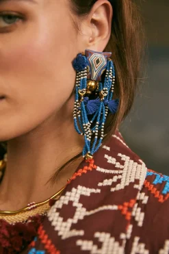 Hot Welcome To The Jungle Earrings In Indigo Jewelry